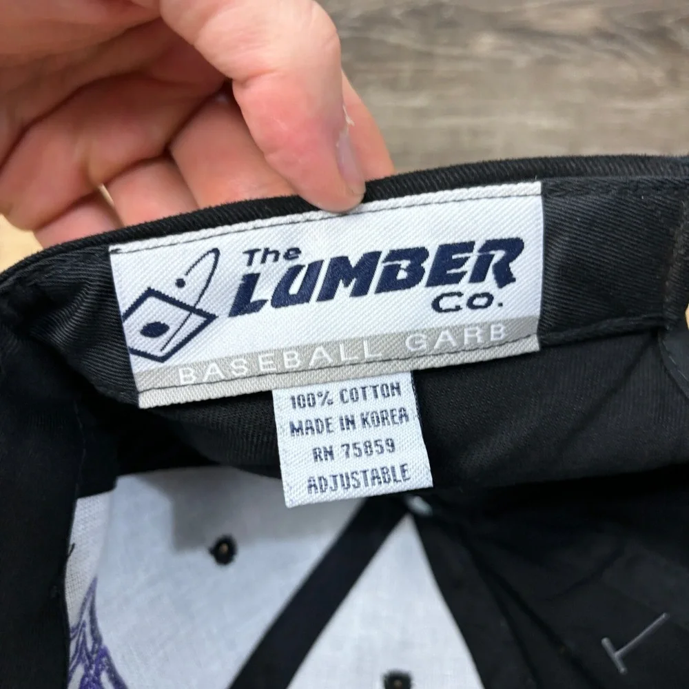 Vintage The Lumber Co Hat Cap Strap‎ Back Black Baseball Bats Adjustable